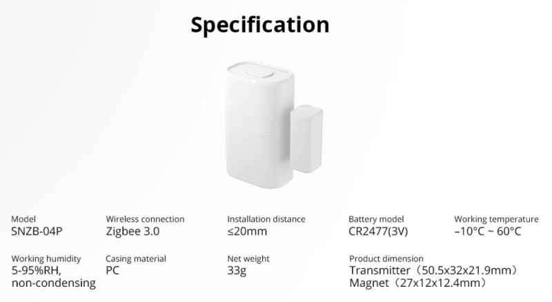 SONOFF - Zigbee 3.0 door or window sensor