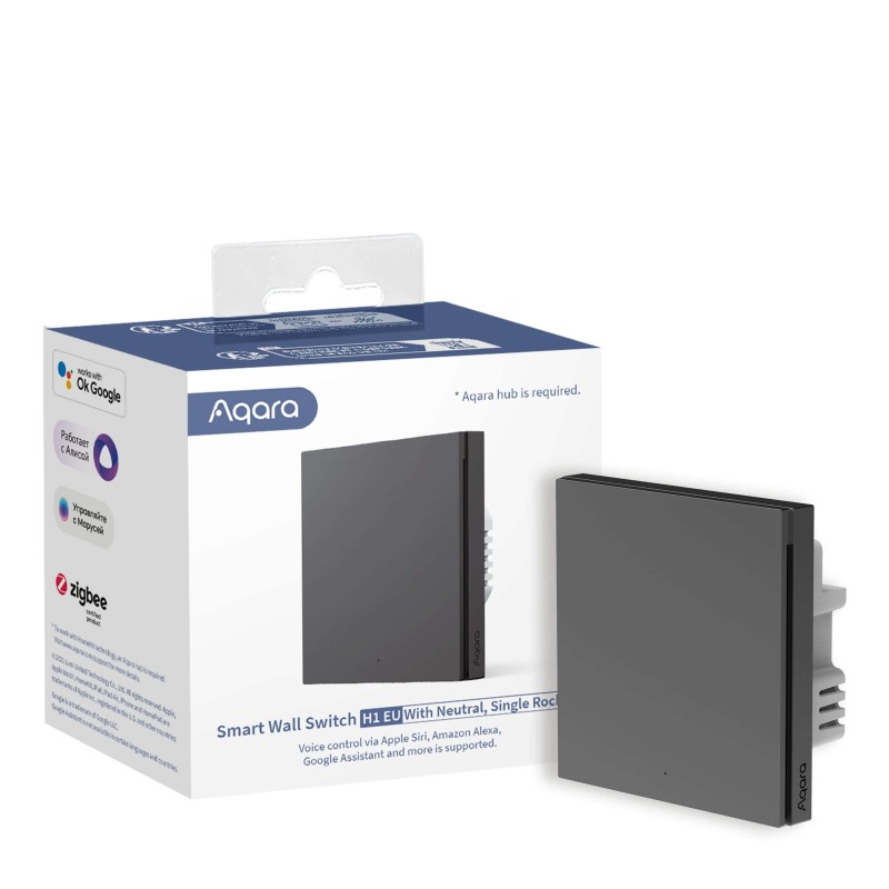 Aqara - Zigbee 3.0 Smart Switch mit Neutralleiter (Wall Switch H1 With Neutral Single Rocker)