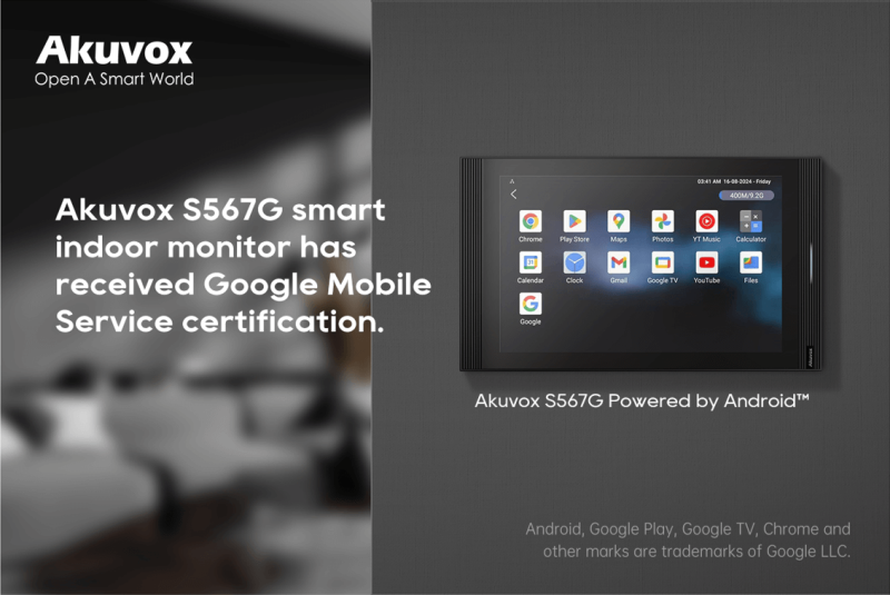 Akuvox - S567G - Google GMS certified SIP indoor console with 10.1” touchscreen, Wi-Fi 6, Bluetooth, Android 12
