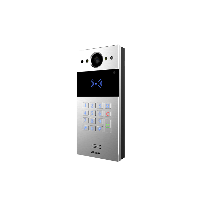Akuvox - IP Video Türsprechenanlage R20K – 1 Klingel mit Lesegerät für RFID-Badges, NFC - Keypad Modul - In-Wall Edition