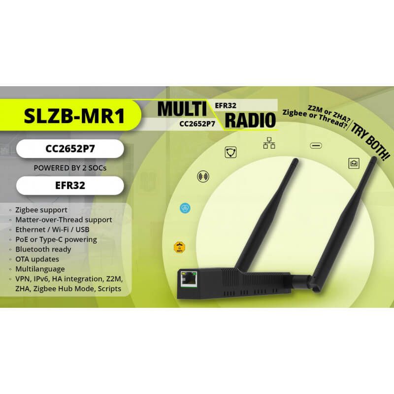 SMLIGHT SLZB-MR1 - USB Ethernet POE Zigbee Adapter + Thread Matter
