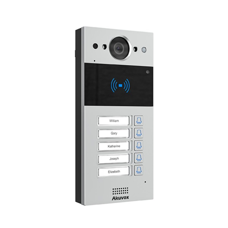 Akuvox - IP-Video-Türsprechanlage R20B5 - Mehrbenutzer - 5 Ruftasten mit RFID-Ausweisleser