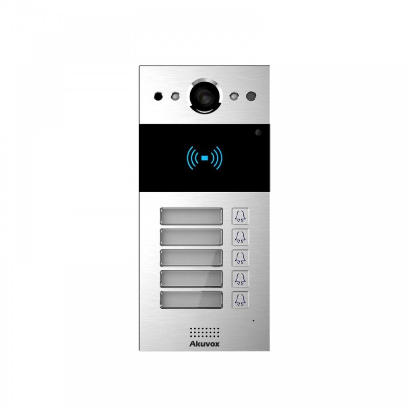 Akuvox - IP-Video-Türsprechanlage R20B5 - Mehrbenutzer - 5 Ruftasten mit RFID-Ausweisleser