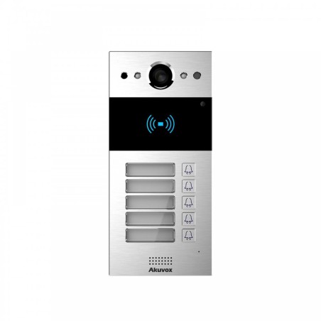 Akuvox - IP-Video-Türsprechanlage R20B5 - Mehrbenutzer - 5 Ruftasten mit RFID-Ausweisleser
