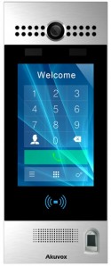 Akuvox - R29CT Multi-Tenant-IP-Video-Türsprechanlage mit Gesichtserkennung und Fingerabdruckssensor, QR-Code, BLE, 7"-Touchscree