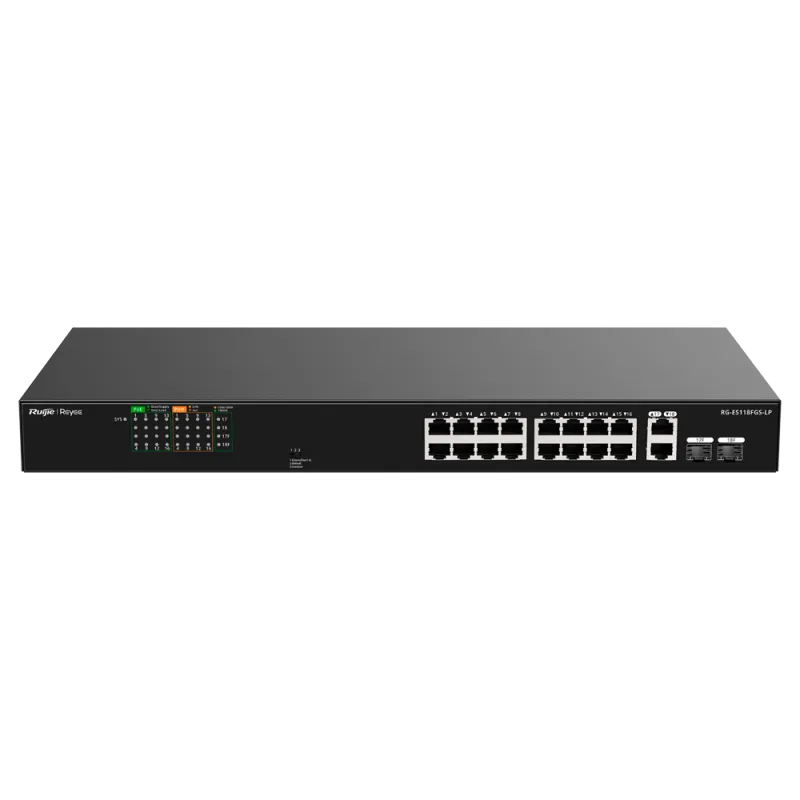 Reyee - Switch PoE+ 16 ports 10/100Mbps + 2 ports Gigabit Combo RG-ES118FGS-LP