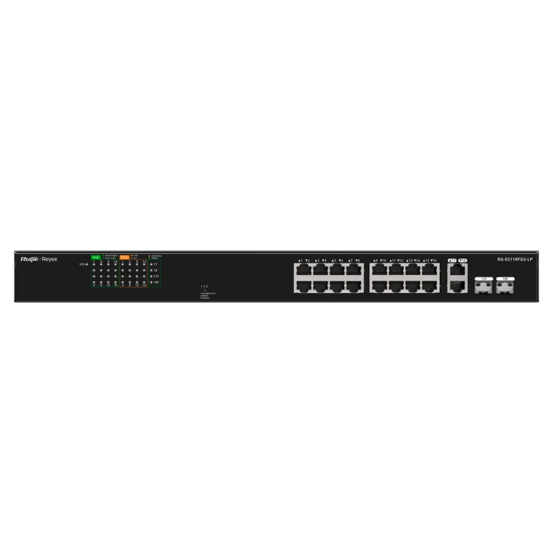 Reyee - Switch PoE+ 16 ports 10/100Mbps + 2 ports Gigabit Combo RG-ES118FGS-LP