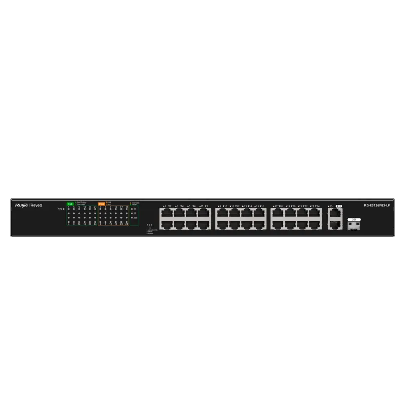 Reyee - Switch PoE+ 24 ports 10/100Mbps + 2 ports Gigabit RG-ES126FGS-LP