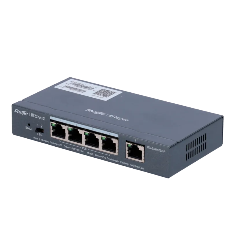 Reyee - 5-Port Managed Gigabit Switch with 4 PoE+ Ports RG-ES205GC-P