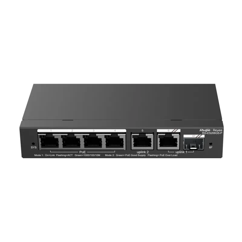 Reyee - Switch PoE+ Gigabit gestito a 6 porte RG-ES206GS-P