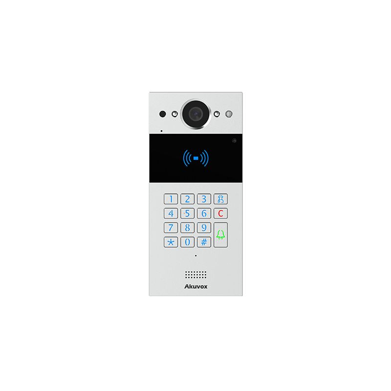 Akuvox - Compact 2-wire video door entry SIP R20K-2 - 1 doorbell with RFID badge reader and keypad