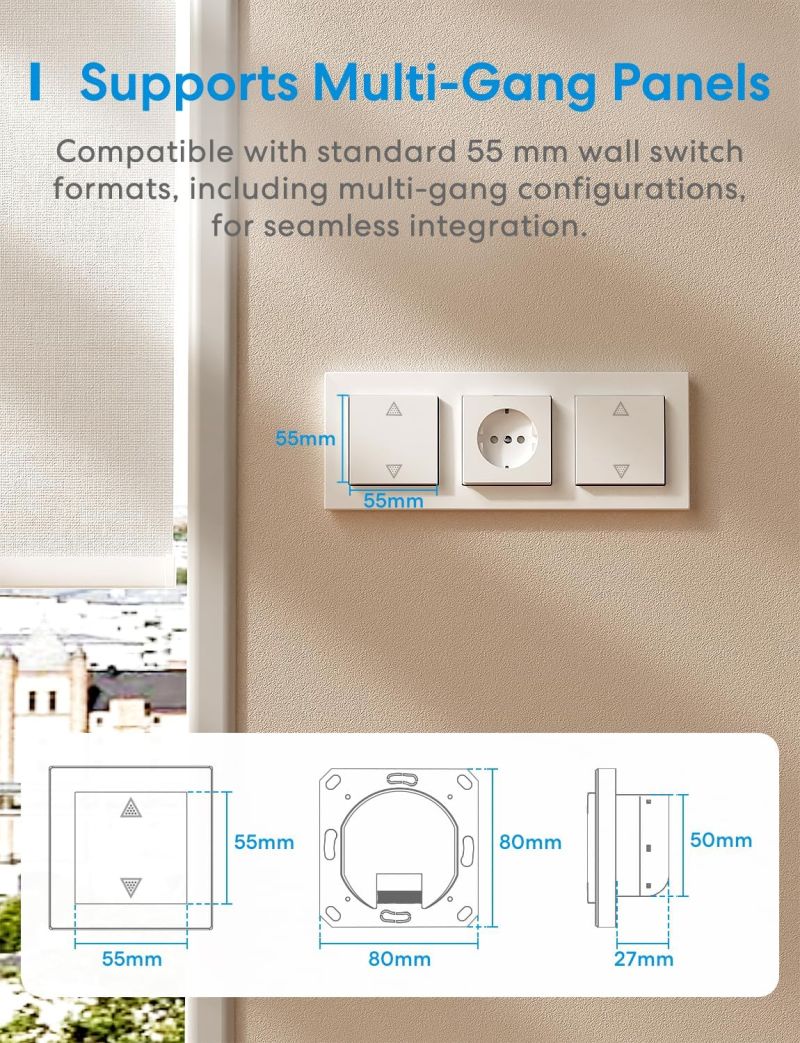 copy ofMeross - Interrupteur mural intelligent Wi-Fi 1 bouton pour système va-et-vient