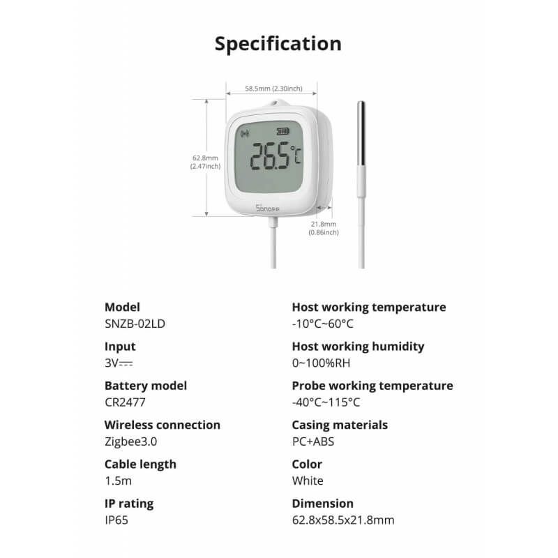 SONOFF - Capteur de température Zigbee étanche