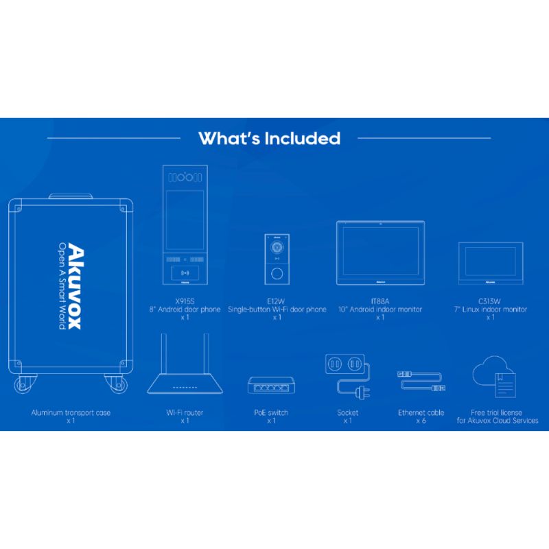 Akuvox - Valise de démonstration et de formation comprenant portiers vidéo IP et consoles intérieures (V3)