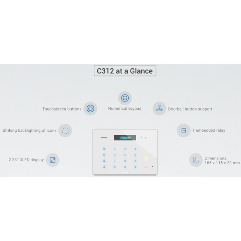Akuvox - SIP-Audio-Innenkonsole mit Wifi und Bluetooth C312A - Weiss