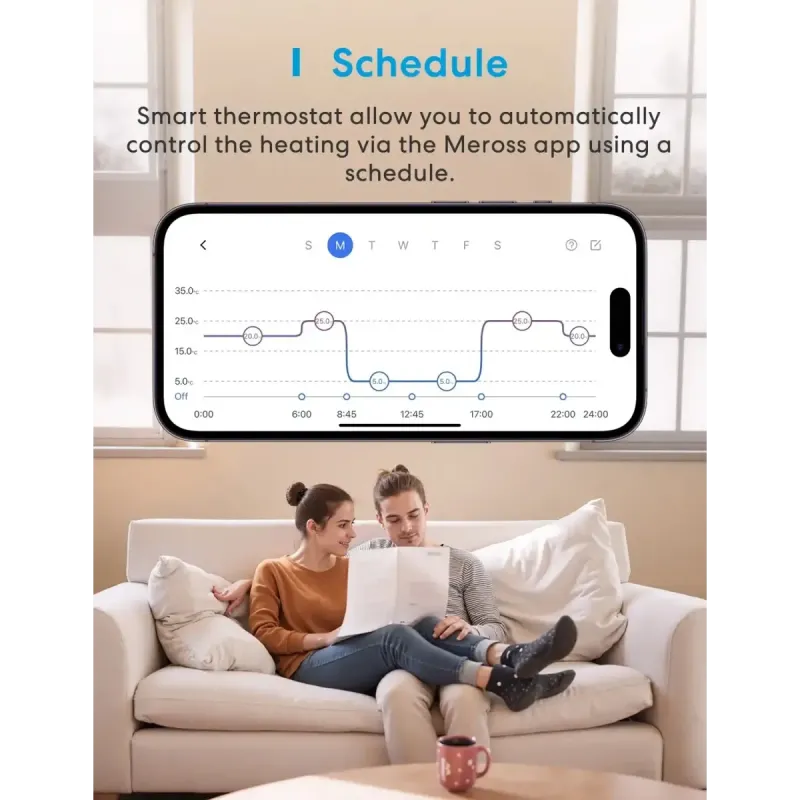 Meross - Thermostat intelligent Wi-Fi pour système de chauffage par le sol électrique