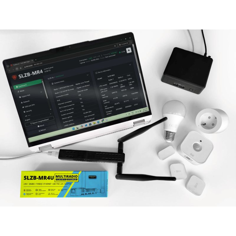 SMLIGHT SLZB-MR4U - Coordinateur modulaire Zigbee + Thread (CC2674P10 + EFR32MG26)+ USB sur Ethernet