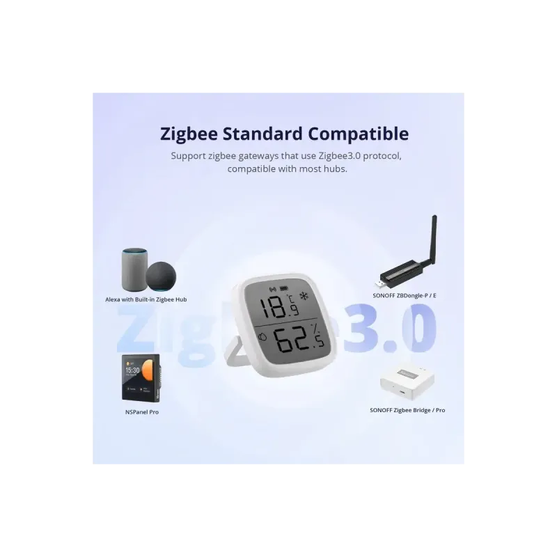 SONOFF SNZB-02D - Capteur Température Humidité ZIGBEE Écran LCD