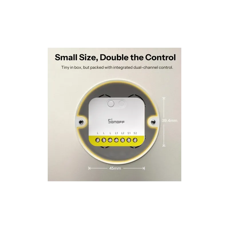 SONOFF MINI-ZB2GS-L - 2-Gang Smart Switch Zigbee 3.0 No Neutral Required