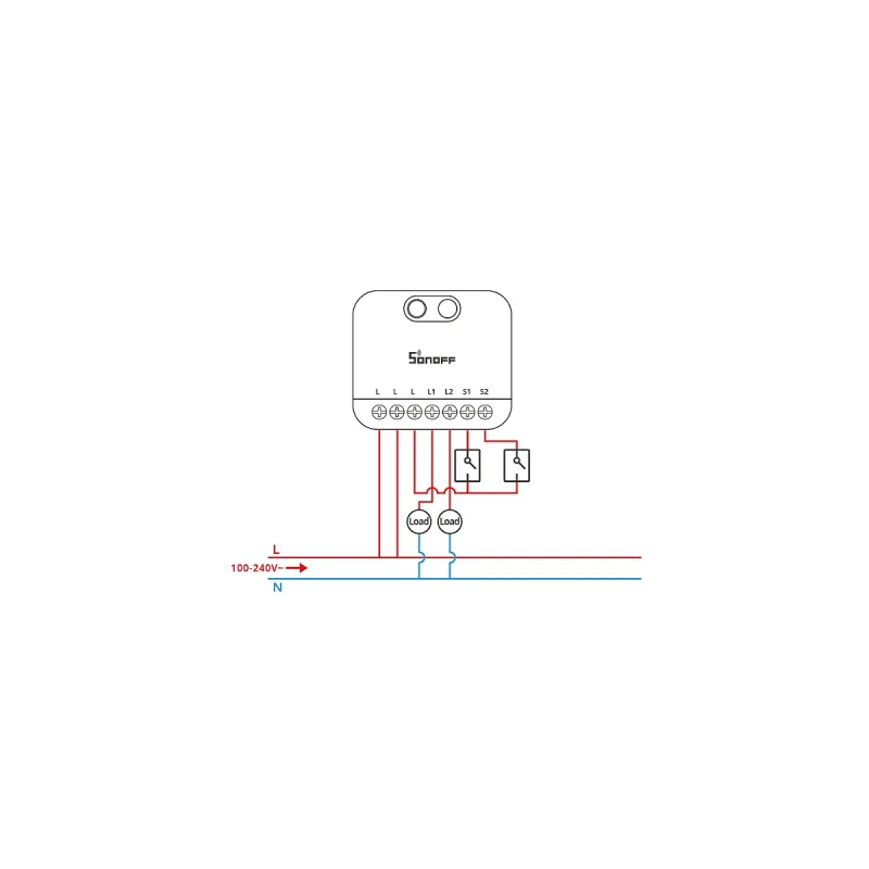 SONOFF MINI-ZB2GS-L - Interrupteur Intelligent 2 Canaux Zigbee 3.0 Sans Neutre