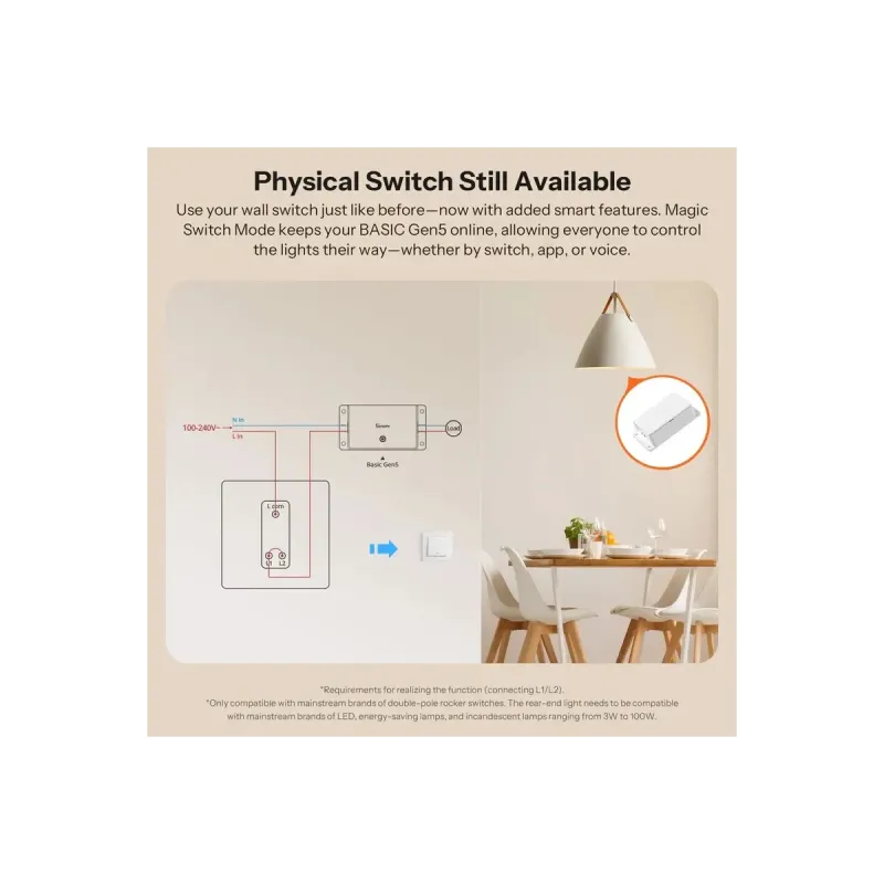 SONOFF BASIC-1GS Basic Gen5 - Matter Wi-Fi Single Channel Smart Switch 10A