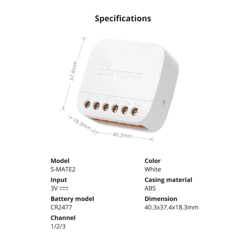 SONOFF S-MATE2 Switch Mate - Interface sans fil pour interrupteurs muraux eWeLink-Remote