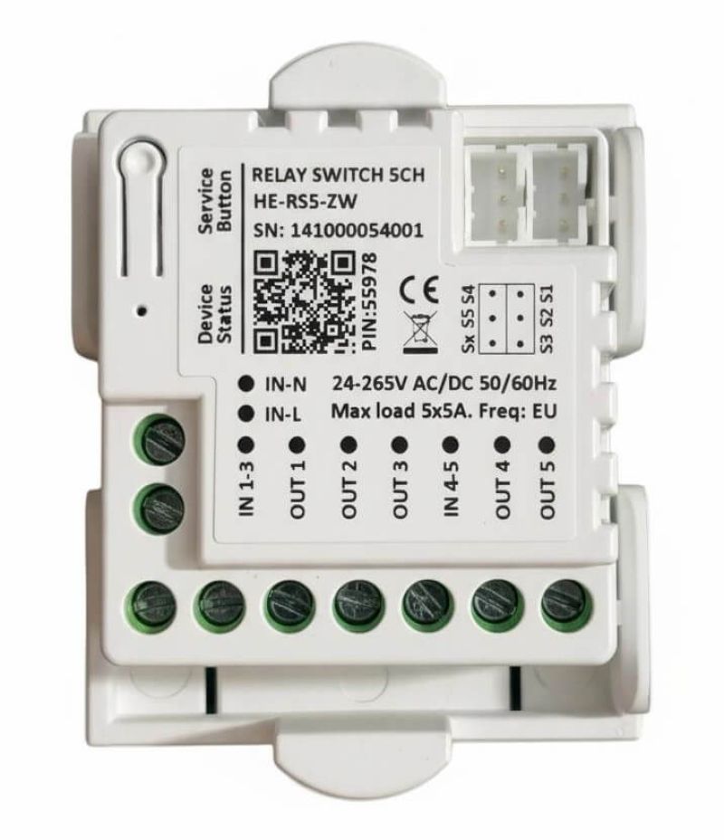 HELTUN HE-RS5-ZW - Z-Wave Relay Module 5 Channels 5x5A