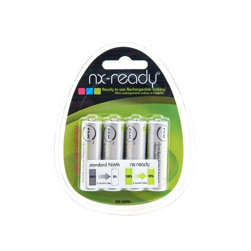 Enix - Pack de 4 accus Nimh AA NX READY 1.2V 2000mAh