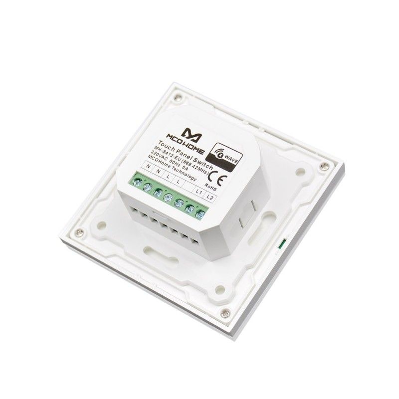 MCO Home - Interruttore Touch Panel Z-Wave 2 Tasti, bianco (MH-S412)