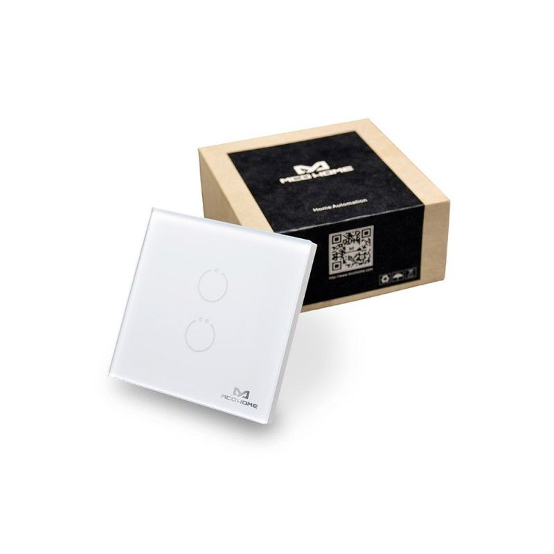 MCO Home - Interruttore Touch Panel Z-Wave 2 Tasti, bianco (MH-S412)
