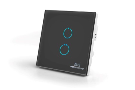 MCO Home - Interrupteur tactile Z-Wave 2 charges, noir (MH-S412B)