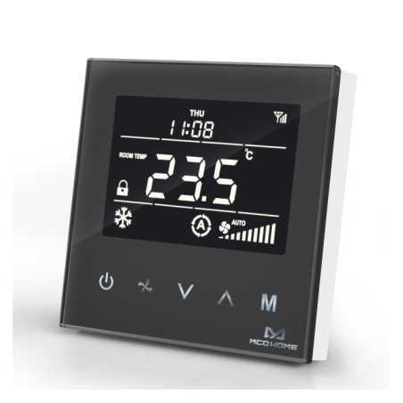 MCO Home - Termostato Fan Coil Z-Wave+ (2 tubi) - Nero