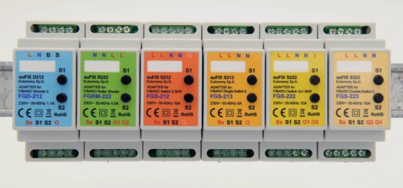 Eutonomy - Adaptater euFIX DIN for Fibaro FGS-213 / FGBHS-213 (with push-buttons)