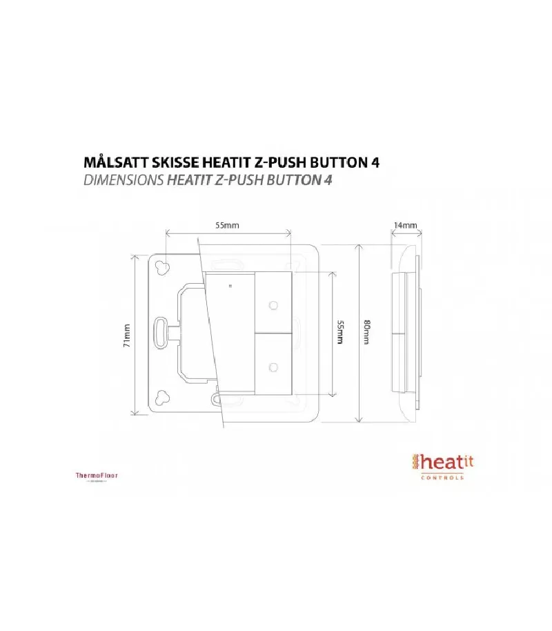 Thermofloor - Interruttore 4 pulsanti Heatit Z-Push Button Z-Wave+, bianco