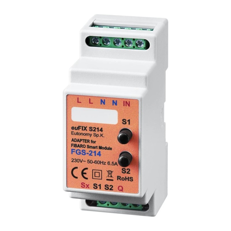 Eutonomy - Adaptater euFIX DIN for Fibaro FGS-214 (with push-buttons) Eutonomy - Adaptater euFIX DIN for Fibaro FGS-214 (with push-buttons)