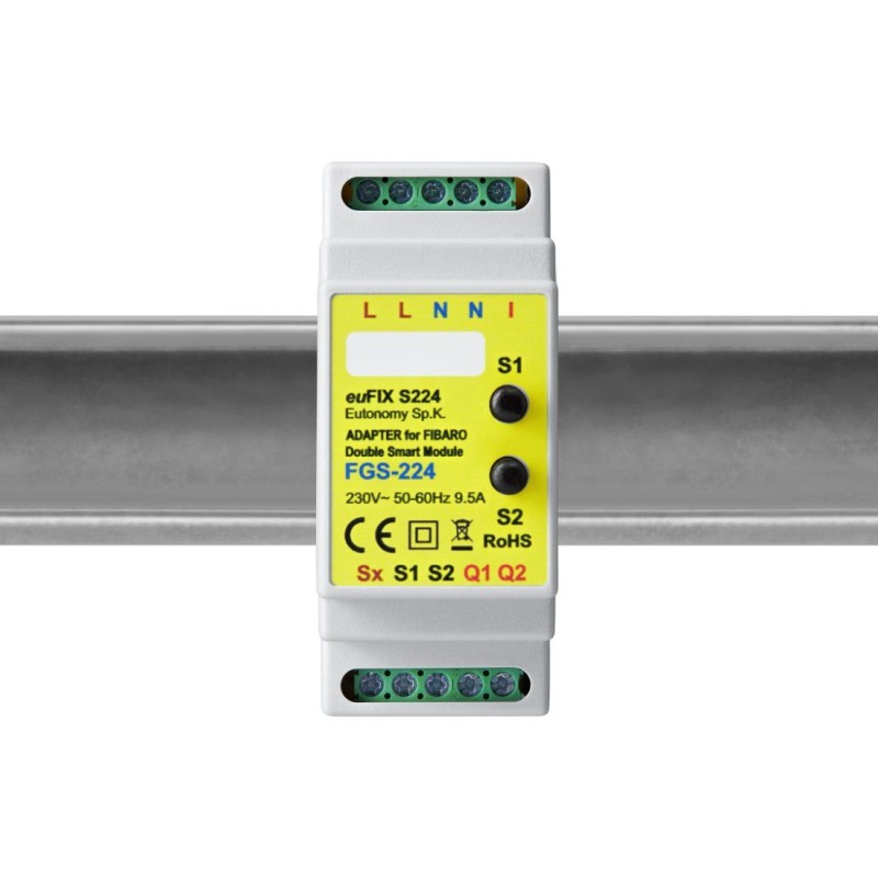 Eutonomy - Adapter euFIX DIN für Fibaro FGS-224 (mit Mikroschalter)