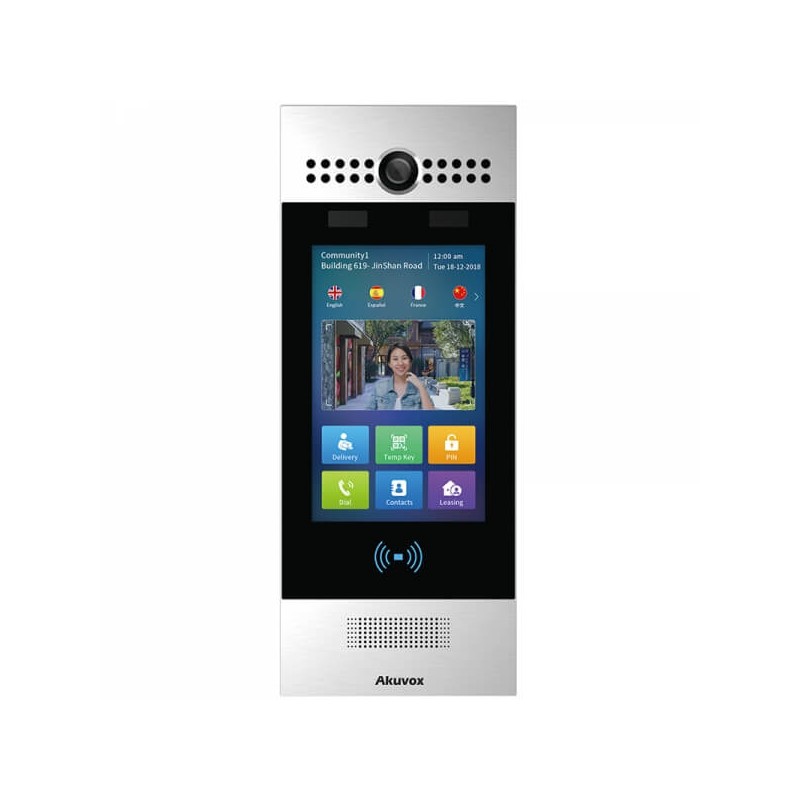 Akuvox - R29C Multi-Tenant-IP-Video-Türsprechanlage mit 4G LTE, Gesichtserkennung, QR-Code, BLE, 7"-Touchscreen.