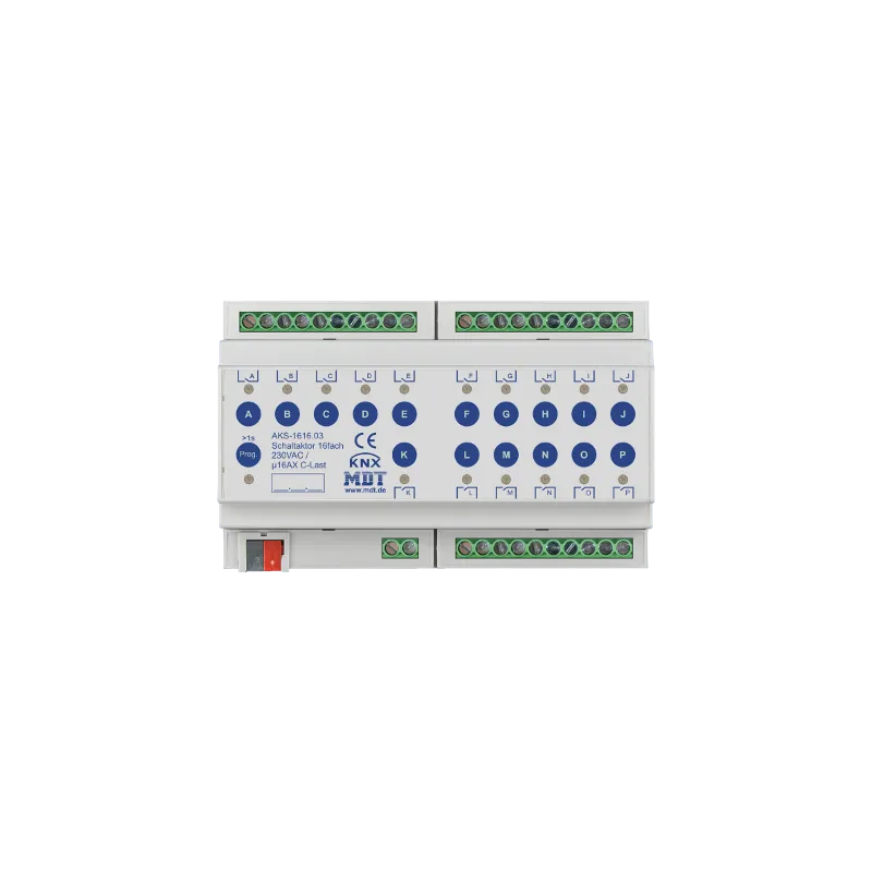 MDT - Schaltaktor 16-fach, 8SU MDRC, 230VAC, 16A, C-Load 140uF