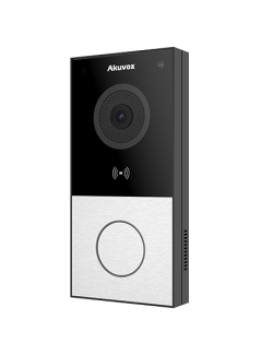 Akuvox - Portier vidéo compact IP E12W - 1 sonnette avec lecteur de badge RFID et Wifi - montage en surface