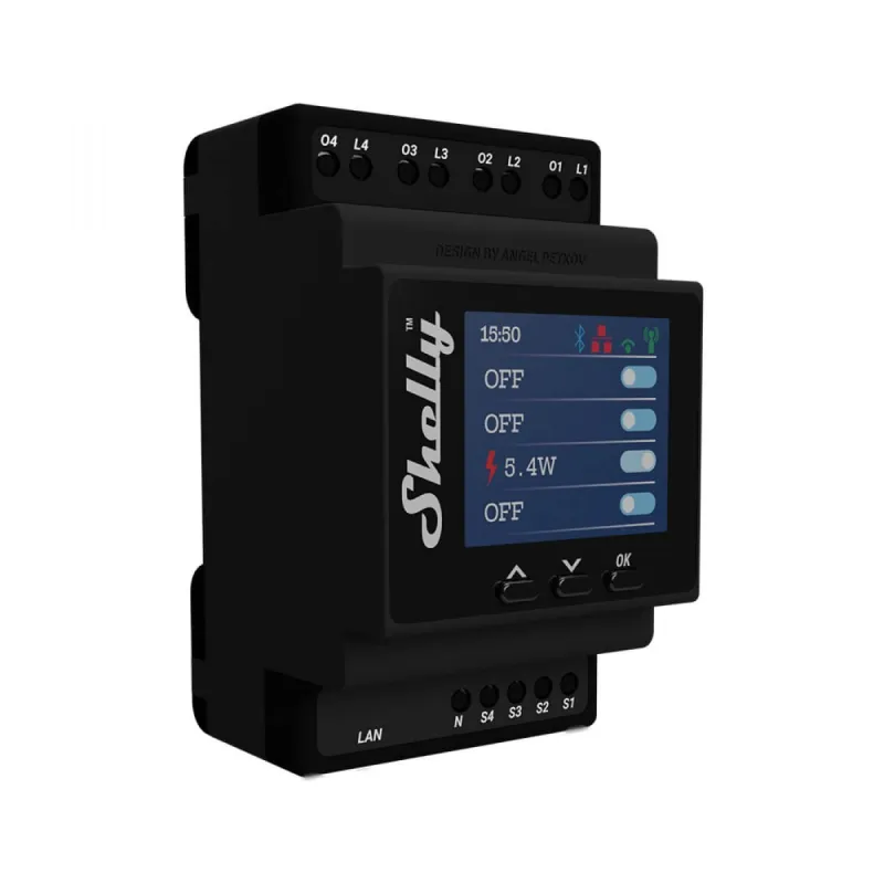 SHELLY - Quadruple relais Wi-Fi au format DIN (Shelly PRO 4PM)