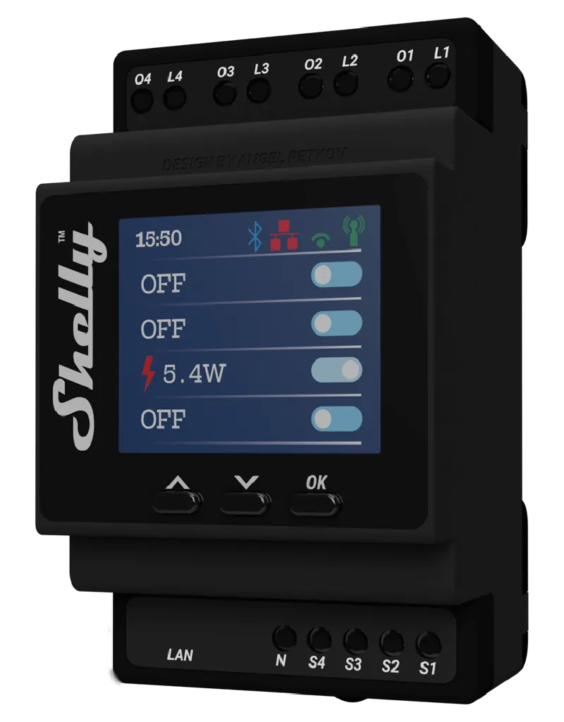 SHELLY - Quadruple relais Wi-Fi au format DIN (Shelly PRO 4PM)