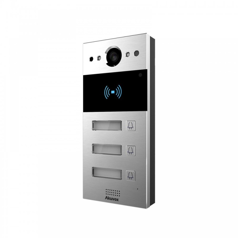 Akuvox - R20BX3 IP video door station - multi-user - 3 doorbells with RFID badge reader