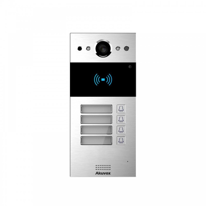 Akuvox - Videocitofono IP R20B4 - multiutente - 4 campanelli con lettore di badge RFID Akuvox - Videocitofono IP R20B4 - multiutente - 4 campanelli con lettore di badge RFID