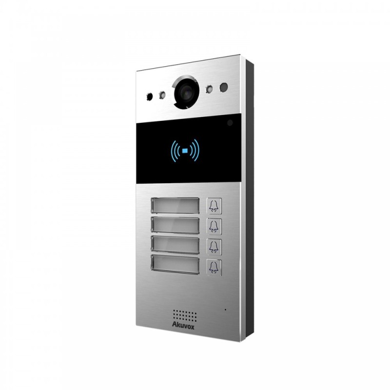 Akuvox - R20B4 IP video door station - multi-user - 4 doorbells with RFID badge reader