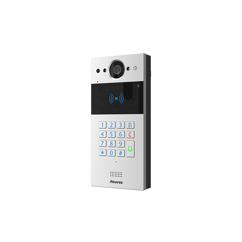 Akuvox - Compact SIP R20A-2 2 Wire Video Doorbell - 1 Doorbell with RFID Badge Reader and numeric keypad