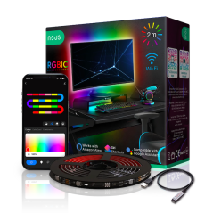 NOUS- Verbundenes LED-Band RGB+IC WIFI für Computer (2m)
