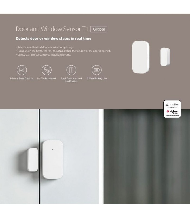 Aqara - Zigbee 3.0 Door and Window Sensor T1 (DW-S03D)