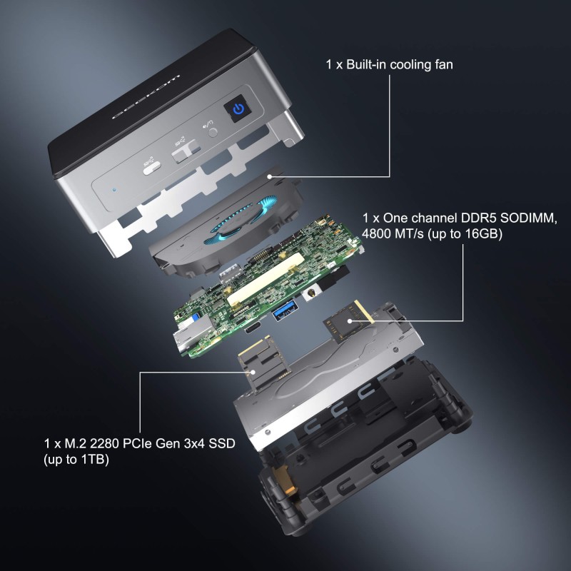 GEEKOM Mini Air 12 Intel Alder Lake N100 3.4Ghz, 16GB, 512GB SSD
