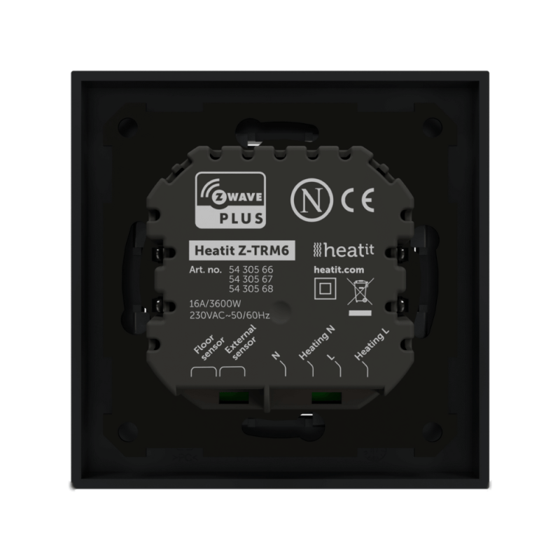 Heatit controls - Thermostat Z-Wave Heatit Z-TRM6 3600W 16A, noir