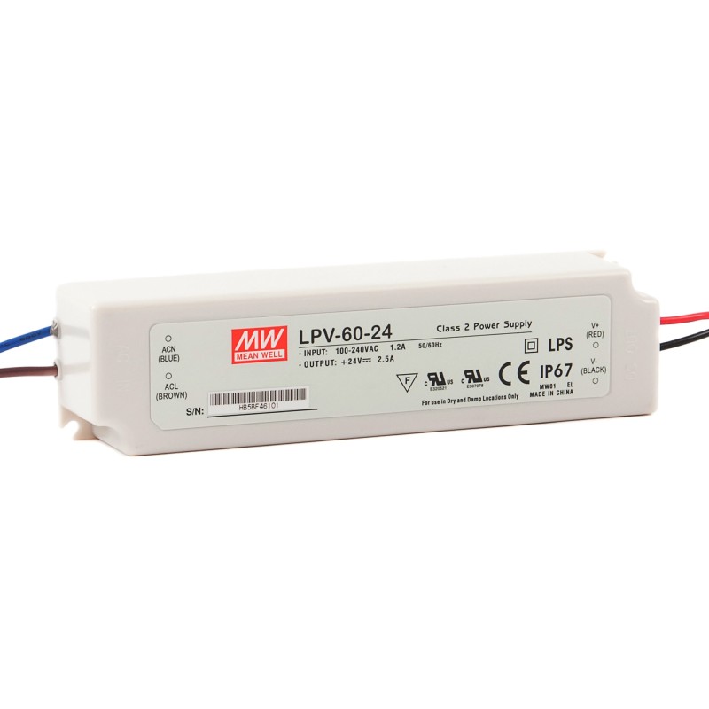 Mean Well - Alimentatore 24V/2.5A| LPV-60-24 Mean Well - Alimentatore 24V/2.5A| LPV-60-24